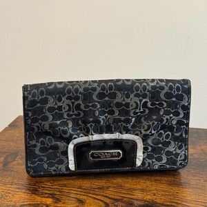 Coach Black and Silver Signature Compact Wallet/clutch. Vintage never used